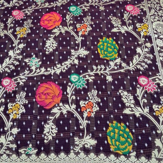 Wine Meenakari Georgette Saree