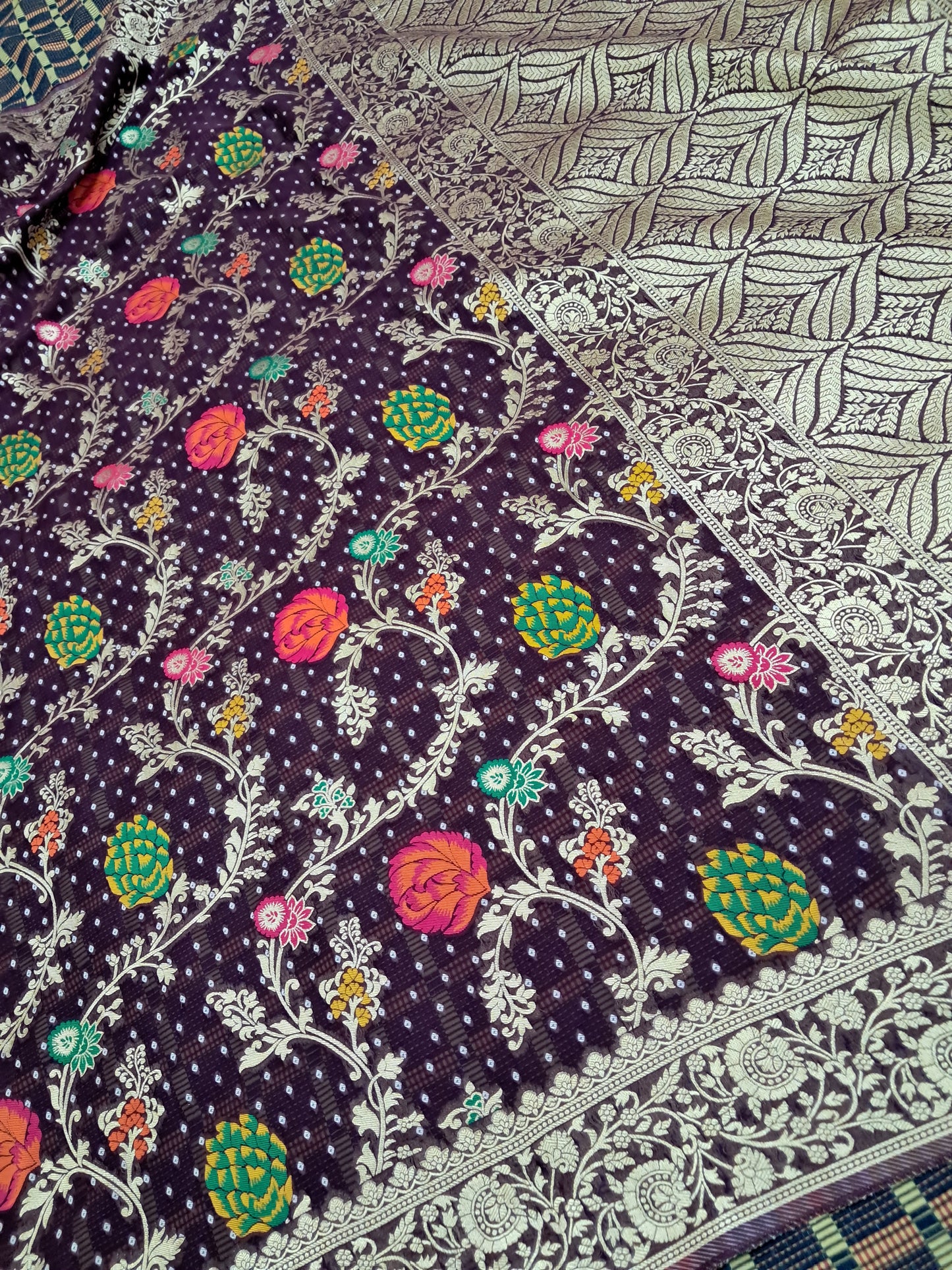 Wine Meenakari Georgette Saree