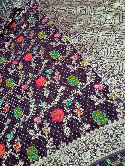 Wine Meenakari Georgette Saree