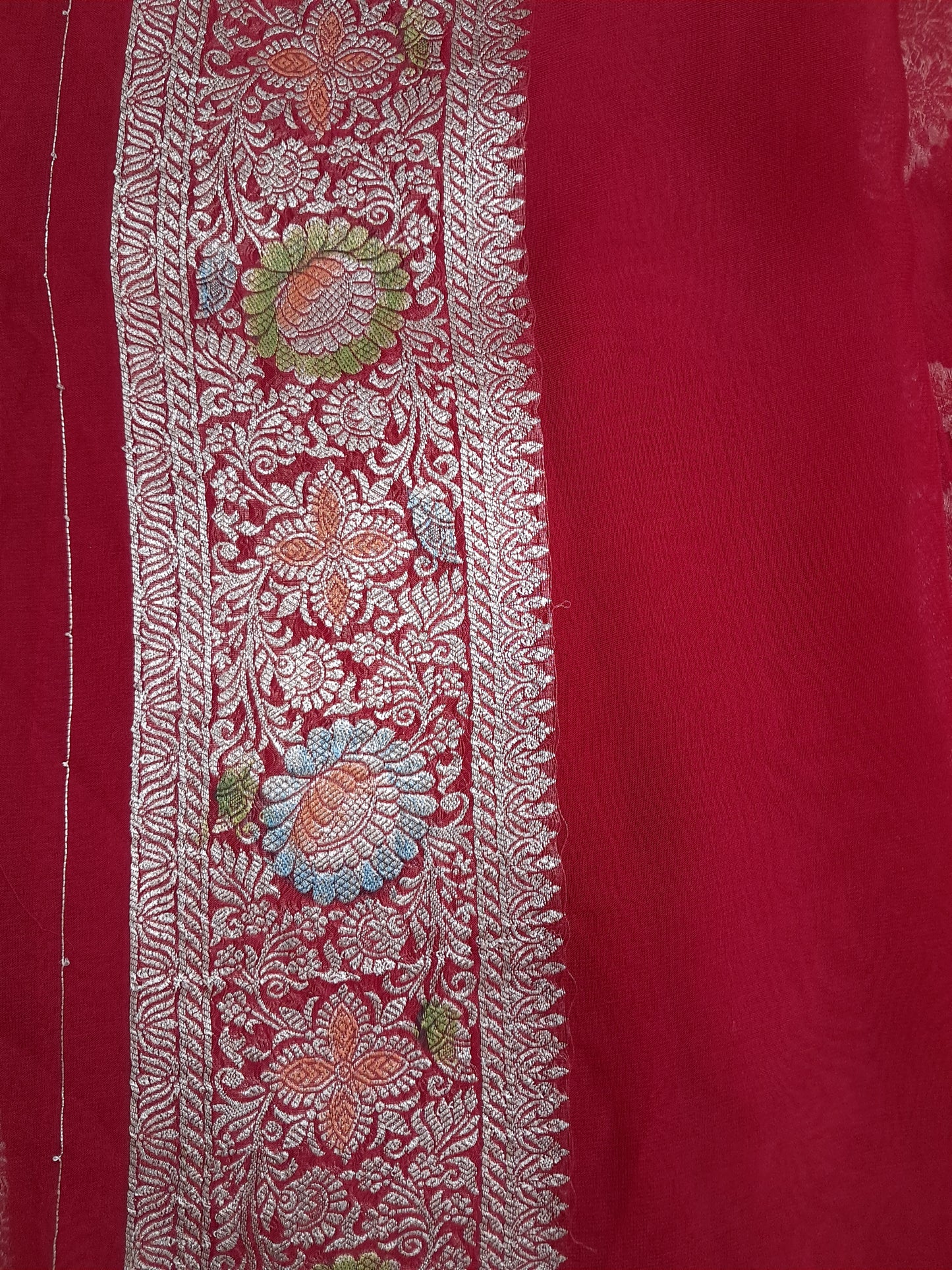 Mughlai Jaal Handbrush Georgette Saree