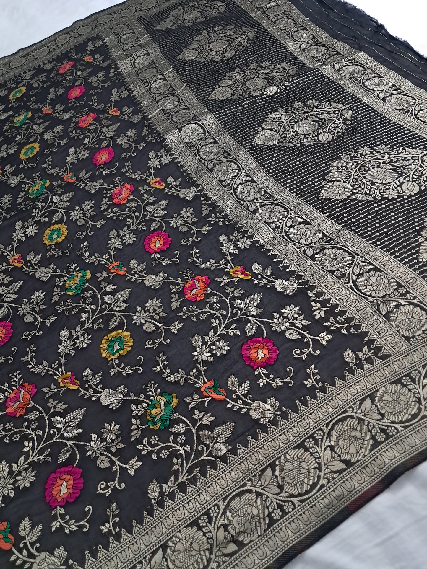 Black Meenakari Georgette Saree