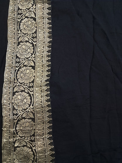 Black Meenakari Georgette Saree