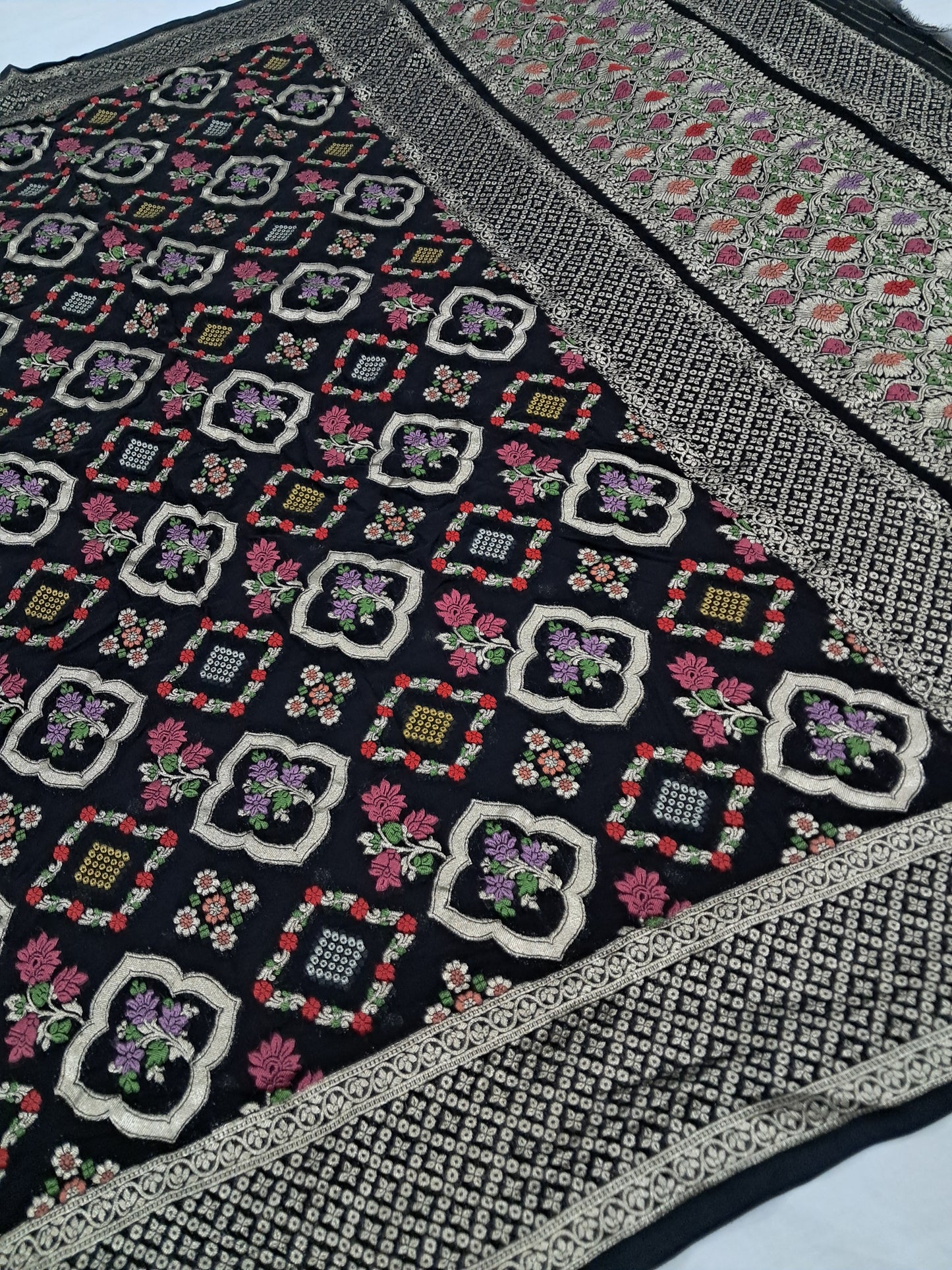 Black Meenakari Chiffon Saree