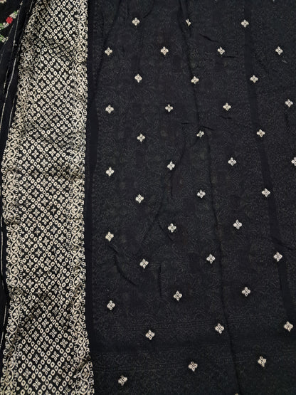 Black Meenakari Chiffon Saree
