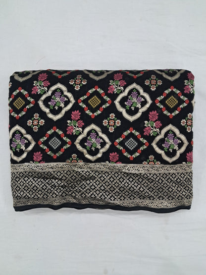 Black Meenakari Chiffon Saree